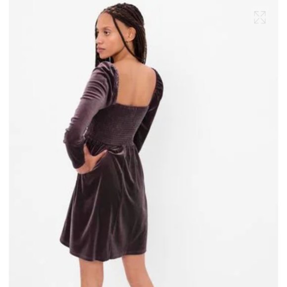 Smocked Velvet Mini Dress - Picture 2 of 9